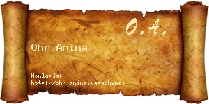Ohr Anina névjegykártya